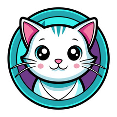 Cat Log Icon in Circle - High-Quality Vector Art