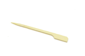Sharp bamboo stick isolated on white background. Wooden cocktail and snack stick