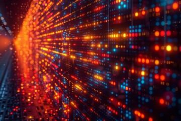 Obraz premium Abstract representation of data flow with colorful LED lights