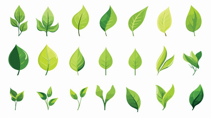 Set of green leaf logo templates vector illustratio