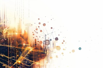 Dynamic blend of tech & finance on white backdrop. Perfect for fintech, digital currencies, and cutting-edge projects