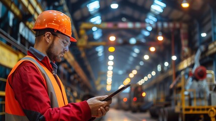 Industrial maintenance technicians conducting routine inspections on a network of overhead cranes in a steel foundry.