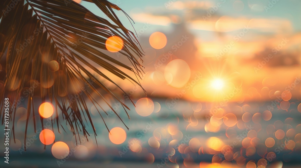 Poster enjoy the essence of summer holidays with a dreamy backdrop of abstract bokeh lights and a soft blur