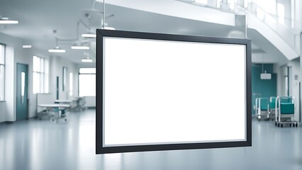 Fototapeta premium Empty banner signboard for advertising at the hospital and blur motion. 