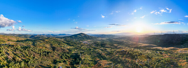 Panoramic View: Moita Village and Serra d'Opa in Serra da Estrela's Foothills