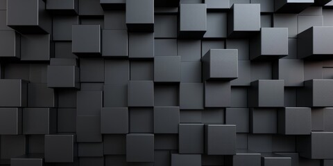 Black background with geometric pattern of cubes Generative AI
