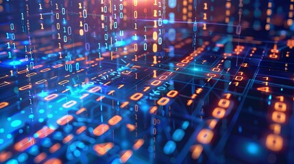 Obraz premium Representation of digital transformation with binary code.