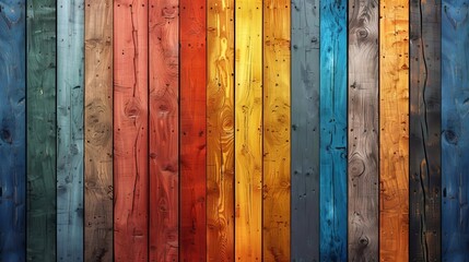 Multicolored wooden fence planks background