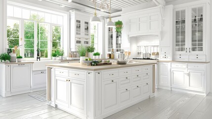 High quality soft light photography of elegant scandinavian minimalist kitchen design