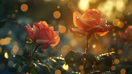 The scene featured a couple of roses set against a background of bokeh