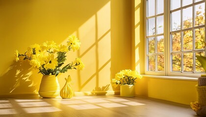 yellow color place and window with sun light