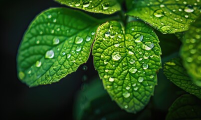 Ramie leafs with water droplets