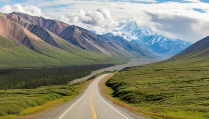 long road through denali national park alaska