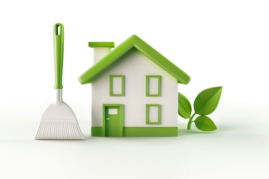 Cleaning Symbol. Three-Dimensional Green Icon for Home Cleaning Service