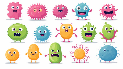 Set of ugly virus germ and bacteria characters cart