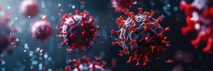 Covid-19 Virus. Macro Image of Delta Plus Variant in Mutated SARS-CoV-2 Flu Pandemic