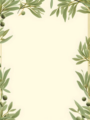 Illustration frame with green olive leaves and green free copy space background