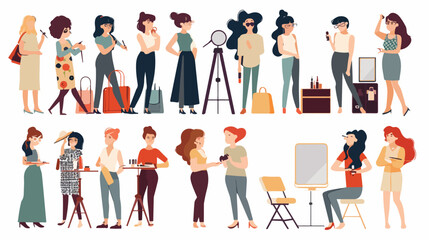 Set of working stylist characters flat style vector