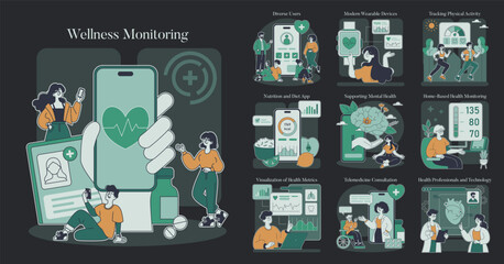 Wellness Monitoring. Flat Vector Illustration