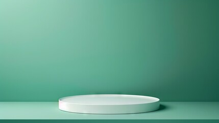 A white plate on a green wall.