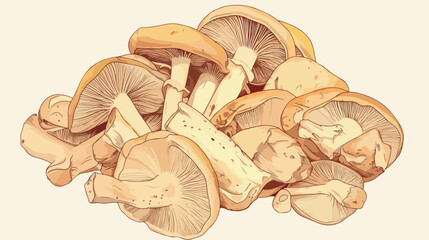 Shiitake mushrooms harvest heap hand drawn vector i