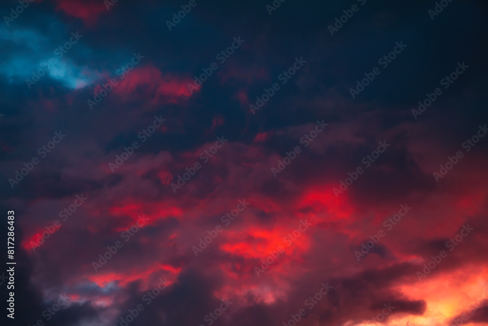 Wall mural Abstract dramatic sky background with Red clouds.