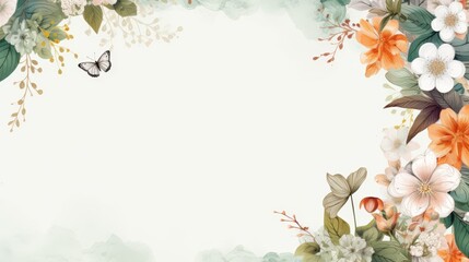 A floral border with space for presentation featuring plant inspired designs