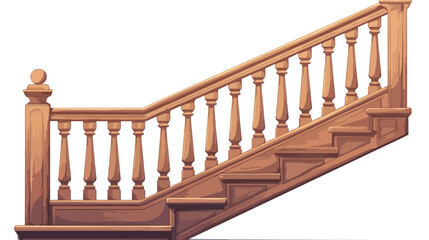 Side view template of wooden stairs with engraved h
