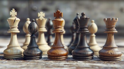 Symbolic Chess Pieces: Emphasize the specific chess piece being moved (such as the king, queen, or knight) to symbolize different aspects of business strategy and leadership. Generative AI