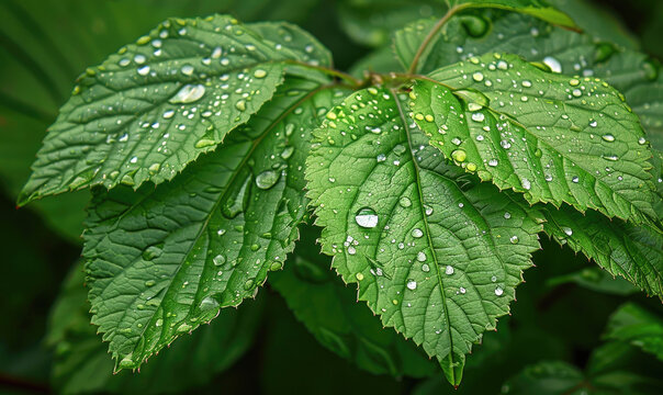 Ramie leafs with water droplets