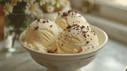 gourmet desserts, perfectly churned homemade cottage cheese ice cream, a luxurious and decadent delight for all ice cream enthusiasts