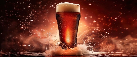Foamy Beer Splashes, Vibrant Patterns, Dynamic Textures, International Beer Day Background
