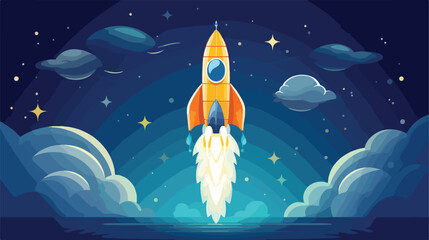 Space astronomic web banner or poster with flying r