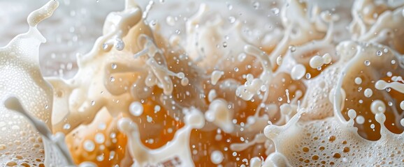 Foamy Beer Splashes, Vibrant Textures, Fluid Motion, International Beer Day Background