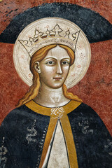  A mural fresco of Virgin Mary. Fresque murale de la Vierge Marie. Italie
