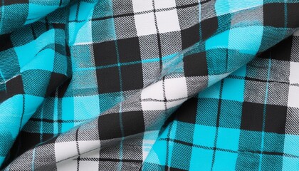 light cyan blue black and white checkered fabric texture with a seamless tartan plaid pattern