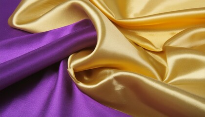 abstract background with 3d wave bright gold and purple gradient silk fabric