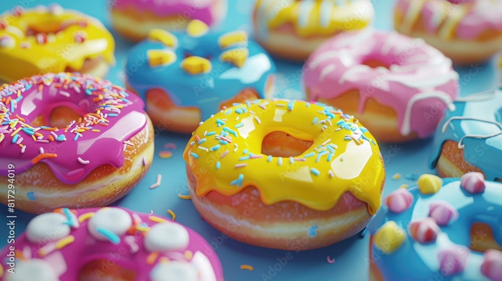 Poster Vibrant and tasty donuts perfect for a colorful backdrop