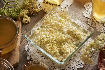 Praparation of herbal syrup from fresh black elder flowers