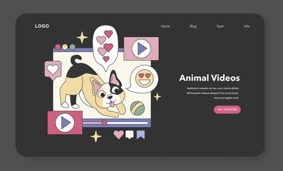 Animal Videos theme. Flat vector illustration