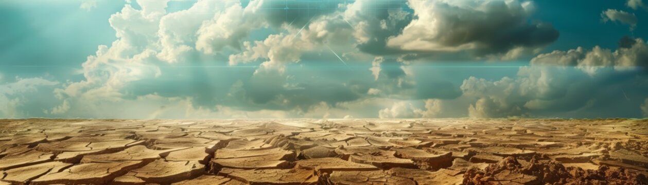 Close up of a parched earth cracking under the severe drought