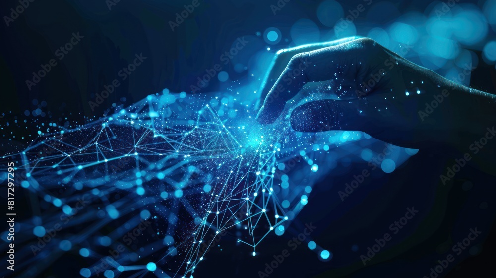 Poster hand touching abstract network ,global network connection concept, abstract concept