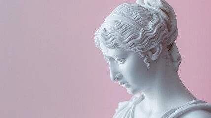 Marble Statue of Woman on Pink Background