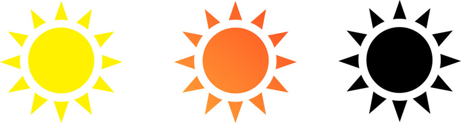 Set of icons of sun, sunset, sunny weather. On an isolated background. EPS 10. Sun symbol vector