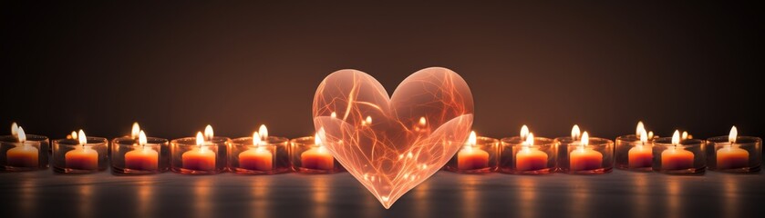 a heart formed by glowing candles - Powered by Adobe