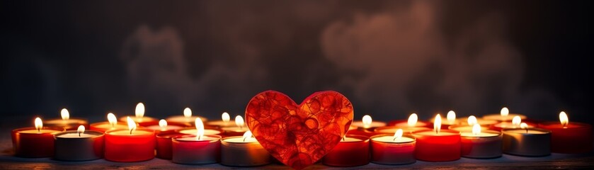 a heart formed by glowing candles