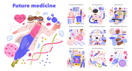 Future Medicine. Flat Vector Illustration