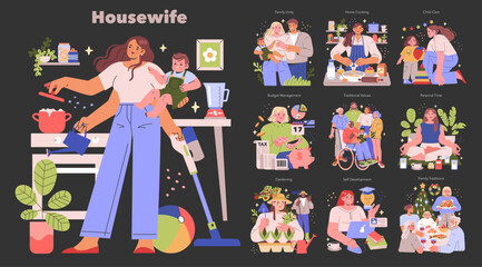 Housewife. Flat Vector Illustration