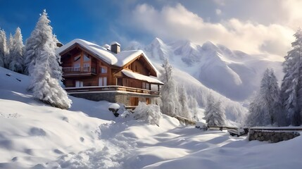 Naklejka premium house in the mountains