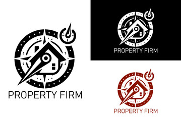 poles directions property firm company realestate agency logo silhouette vector home house 